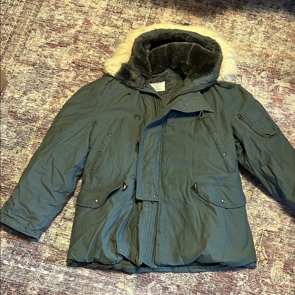 U.S. Army Sage Green N 3B Parka with Faux Fur Trim